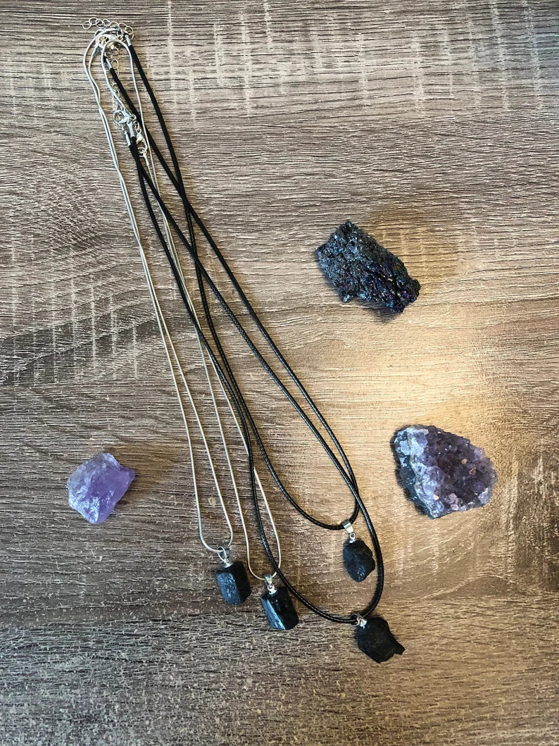 Black Tourmaline Healing Protection Crystal Necklace
