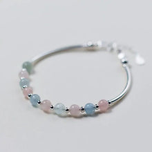 Load image into Gallery viewer, S925 Silver Bracelet with Colorful Morganite Crystals

