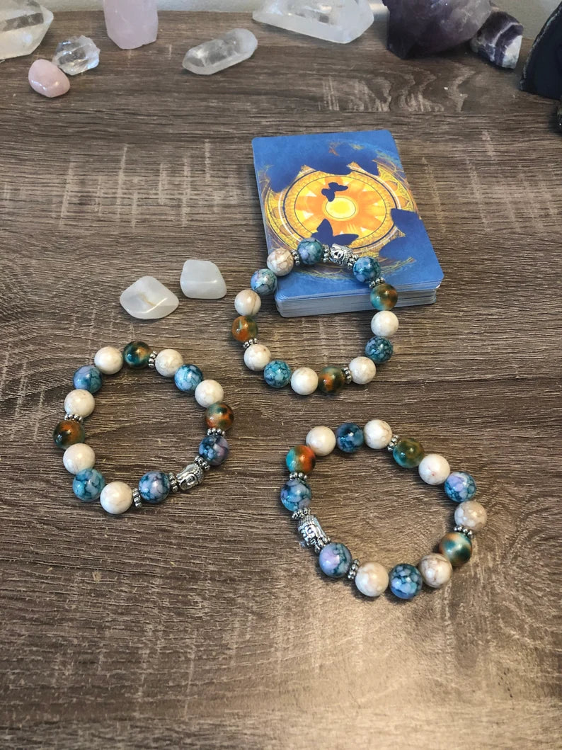 Spiritual Amazonite Turquoise Blue Buddha Bracelet