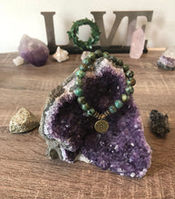 Load image into Gallery viewer, Turquoise Gemstone Lotus Pendant Spiritual Charm Bracelet
